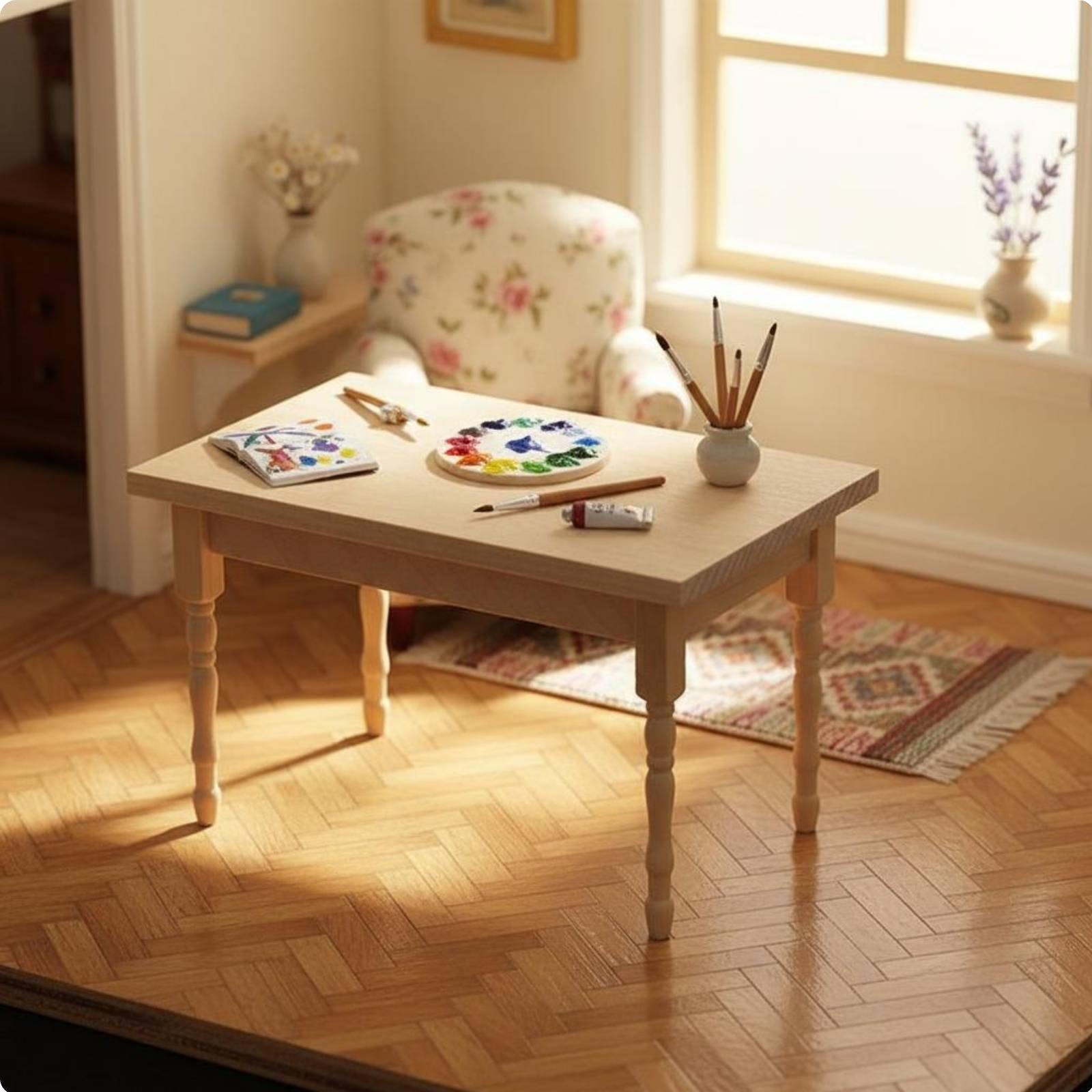 1:12 Scale Dollhouse Table DIY Endeavor Furniture Simple Design Unfinished Doll for