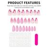 24PCS Glossy Pink Fake Nails with Cat Eyes Sweet & Charming Reusable False Nails for Stage Performance Wear