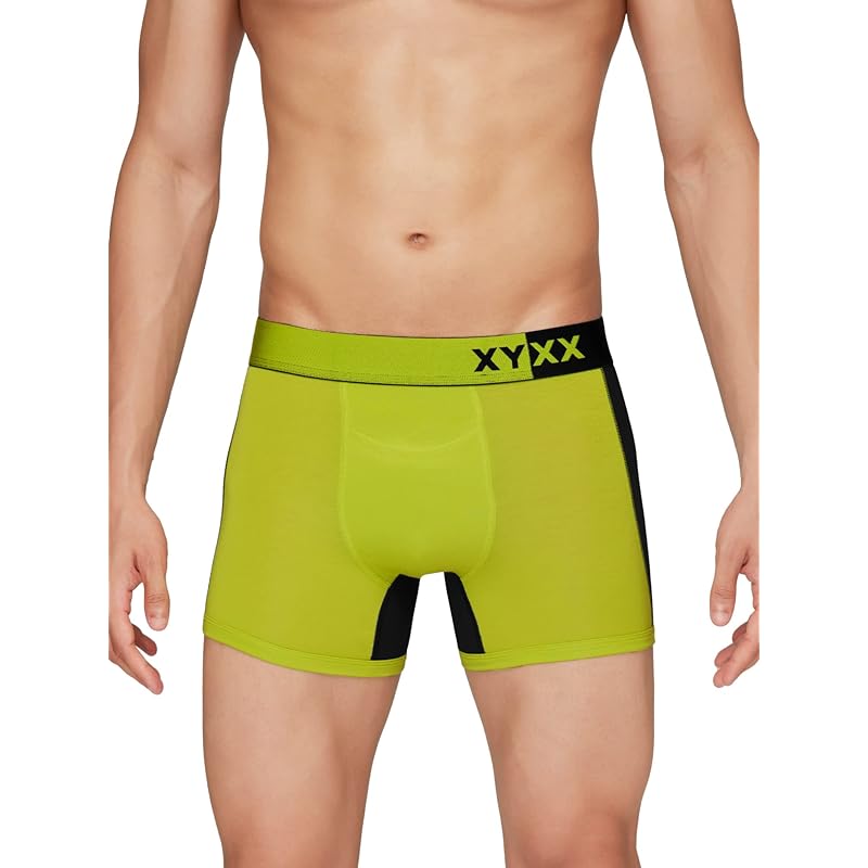 XYXX Men's Underwear Dualist IntelliSoft Antimicrobial Micro Modal Trunk Pack of 3 (Navigate & Black Iris ; Lime Punch &