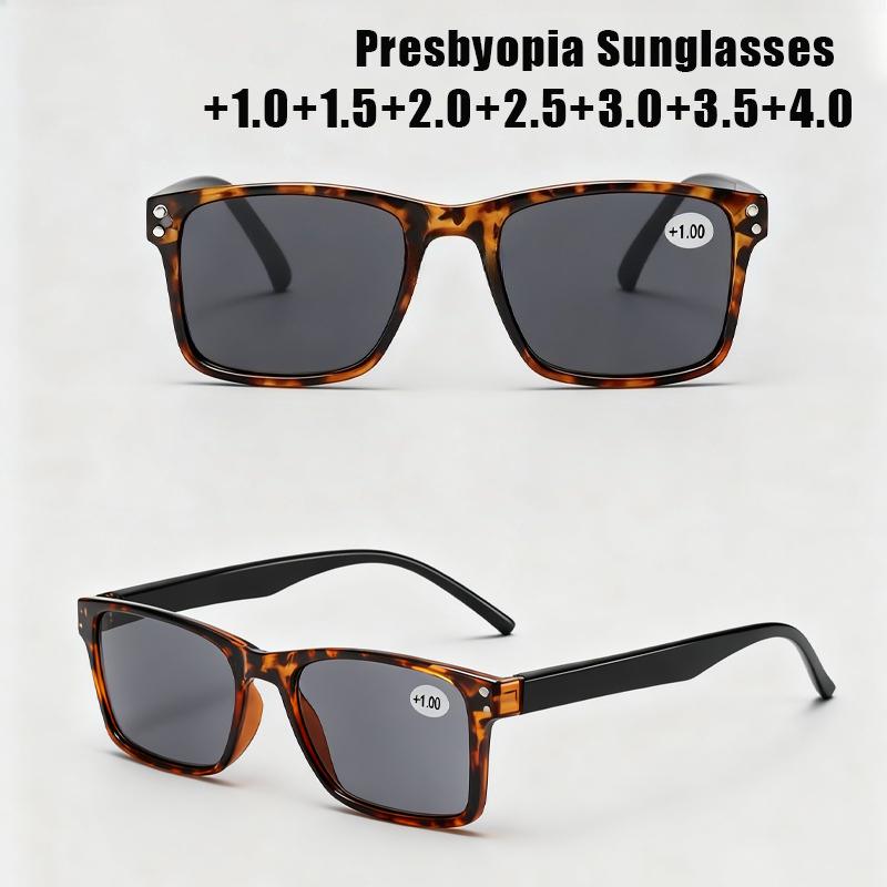 New High-definition Grey Lenses Presbyopia Glasses Unisex Small Square Frames with UV Protection Classic Beige Studded Glasses