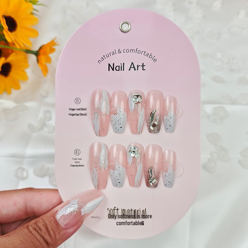Reusable Blush Nail Art Set: 24 Detachable Wearable Nail Stickers