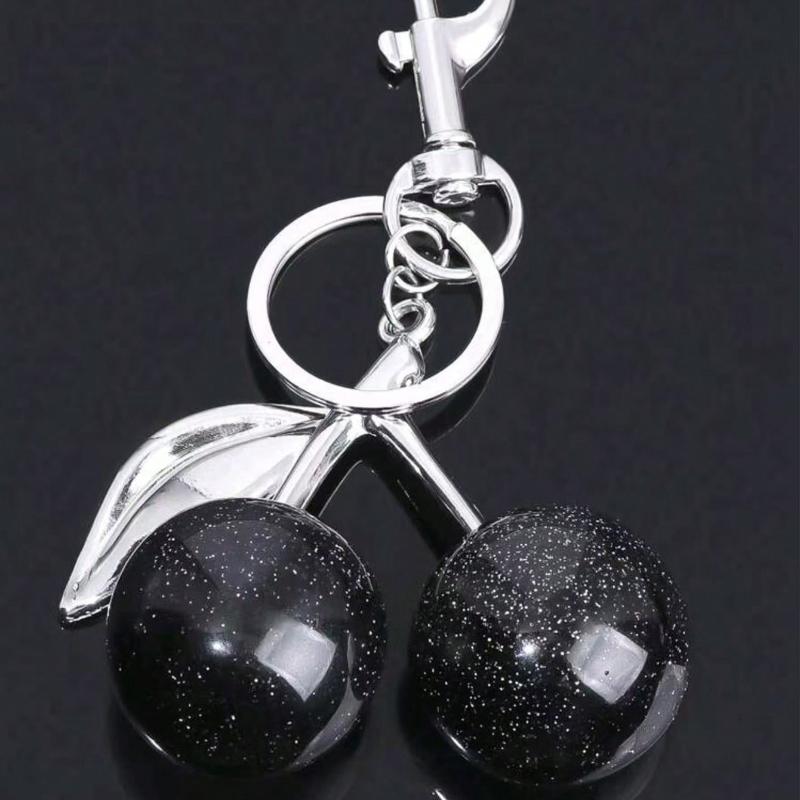

New Fashion Crystal Cherry Pendant Metal Key Chain, Suitable for Daily Wear, for Bag Accessories, Can Send Family Gifts, Friends Gifts чорний