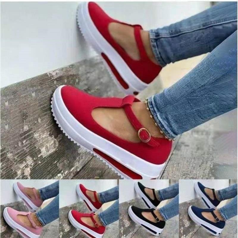

Round-toed Shoes Loafers Retro Low-top 35 червоний