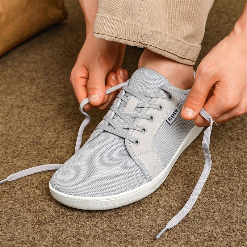 Large size breathable mesh shoes men's and women's fly-woven sports shoes wide version barefoot shoes flat casual shoes wide and narrow shoes