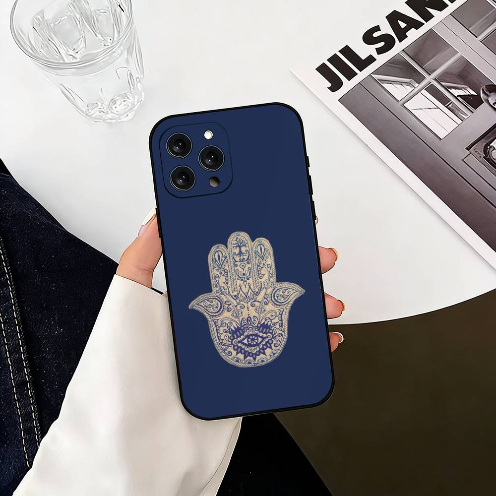 H-Hamsa H-Hand-D  Phone Case For iPhone 17, 16,15,14,13,12,11 Plus,Pro Max, Others Soft Black Cover