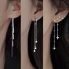 925 Silver Vintage Earrings For Women Trendy Simple Star Long Tassel Earring Jewelry Prevent Allergy Party Accessories