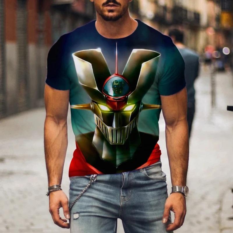 Camiseta Mazinger Z para Hombre Robot de Anime Estampado 3D Camisetas de Manga Corta