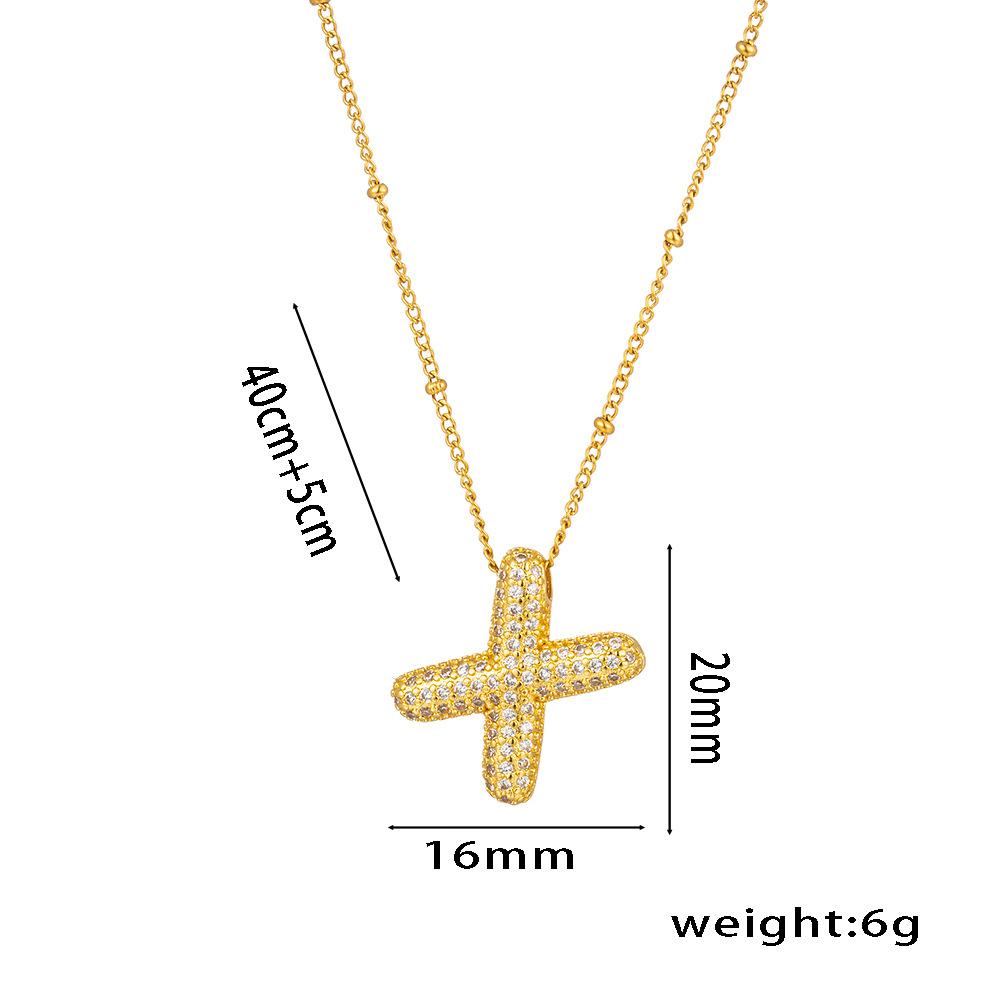 Fashion 26 Bubble Letter Initial Pendant18k Gold Plated Micropaved Full Zirconia Stone Chain Couple Necklace Women Jewelry