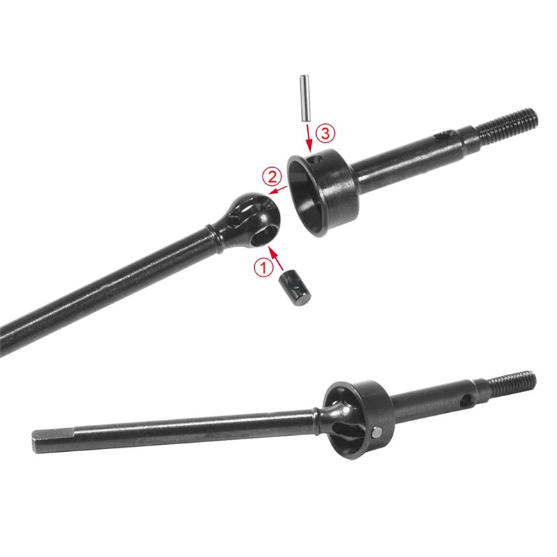 A63T-Widened Steel Front And Rear Axle Drive Shaft 5Mm Extended Parts For TRX4M 1/18 RC Crawler Car Upgrade Black