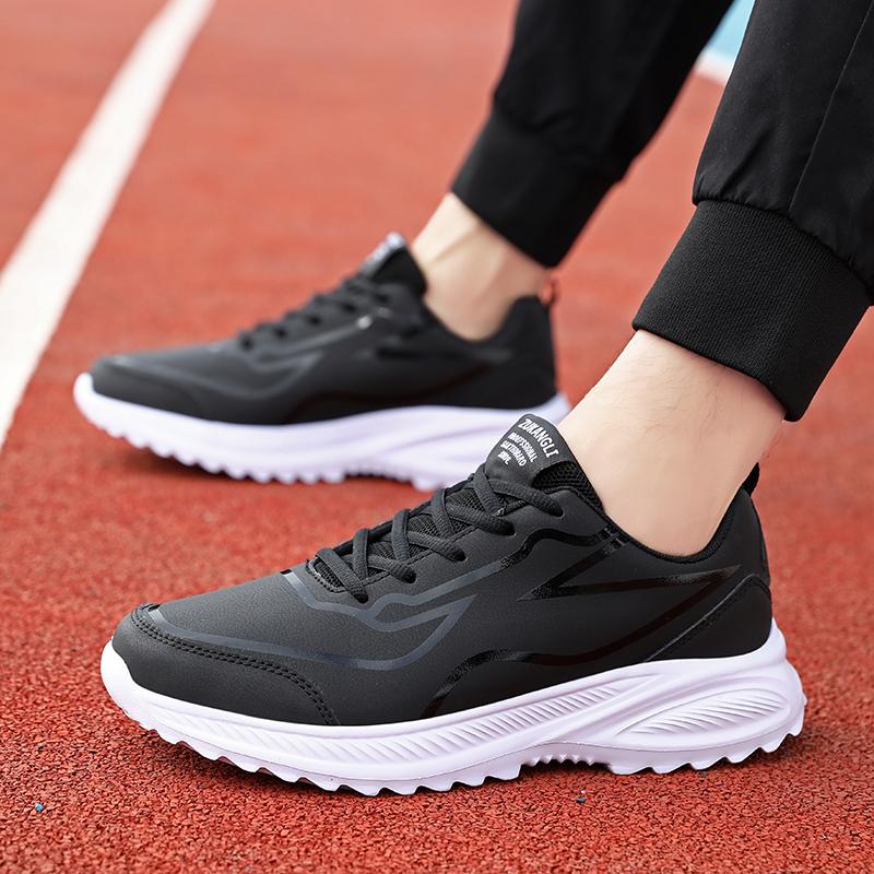 PU Leer Hardloopschoenen Heren Casual Sneakers Fitness Trainers Waterdichte Sportschoenen Zachte Zool Sneakers