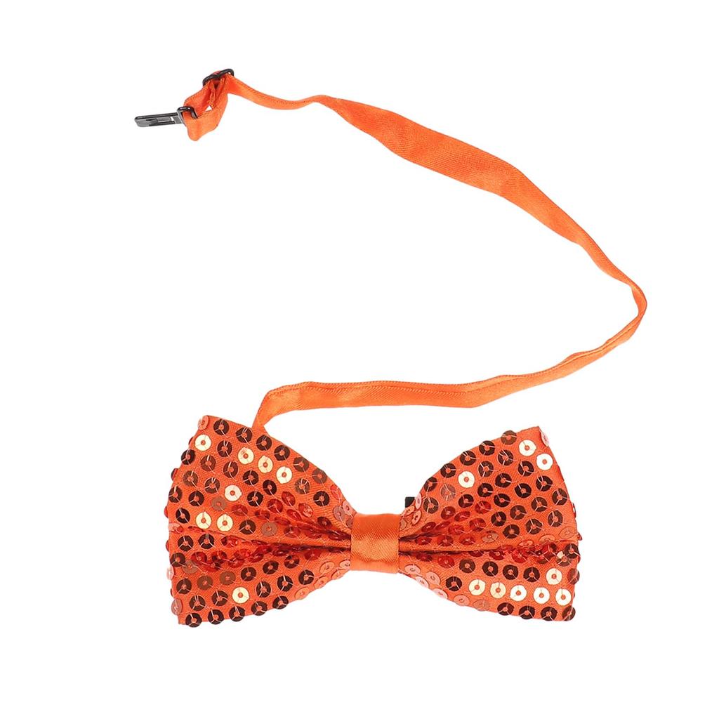 [NiceYnn] Sparkling Bow Tie Neckwear Tie Easy Adjustable Sequin Men's Kids Wedding Graduation Sports Day Athletic Festival Play 1pc Sequin Orange
