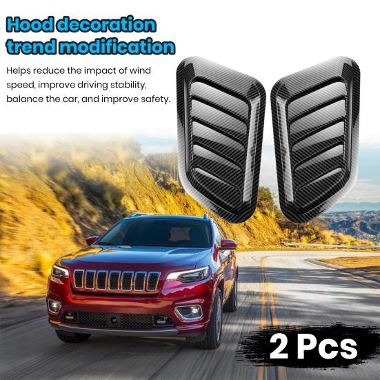 2Pcs Car Hood Air Vent Cover UV-proof Non-Fading Solid Color Universal Size Easy To Install Car Hood Vent Scoop Kit