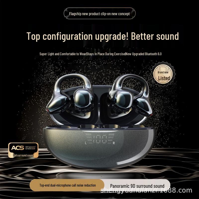 SK39 Bluetooth In-Ear Earphones 2025: Ultra-Long Battery, Noise Reduction, Clip-On Design for Gaming & Sports
