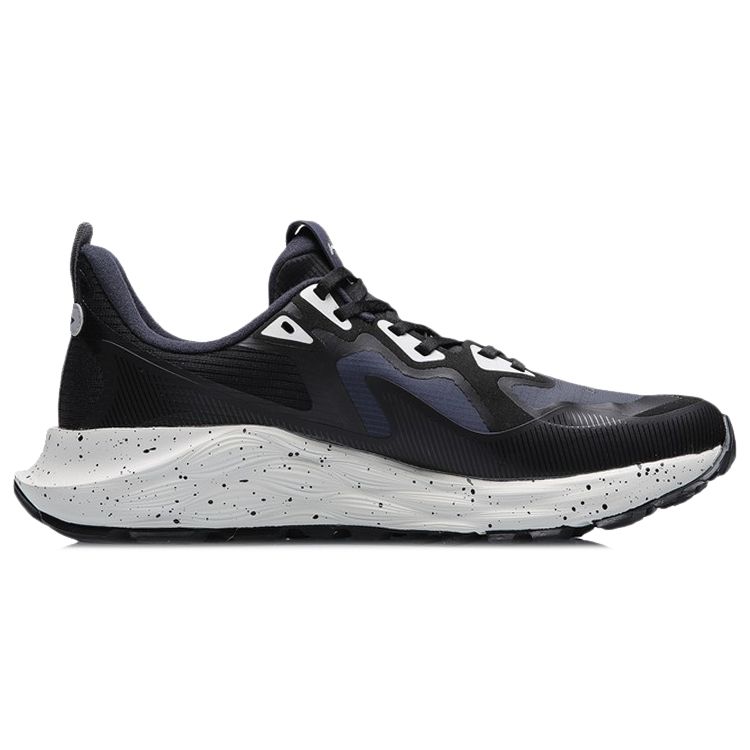 LiNing Protective Cloud Lightweight Rebound Shock Absorption Low-Top Running Shoes Unisex sneaker Black Gray ARHR079-1