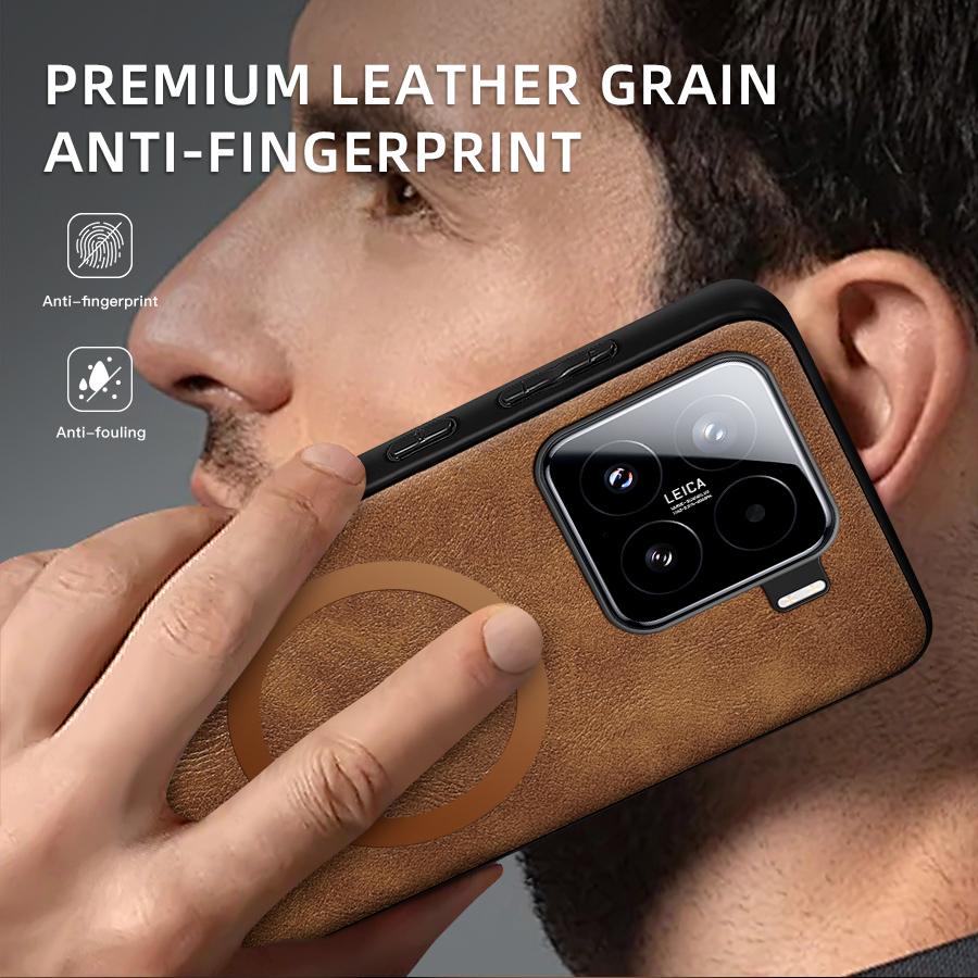 Luxury Leather Magnetic Phone Case For Xiaomi 14T 15 13T 12T 11T Pro 12S Ultra 13 Lite For Magsafe Wireless Charge Protect Cover