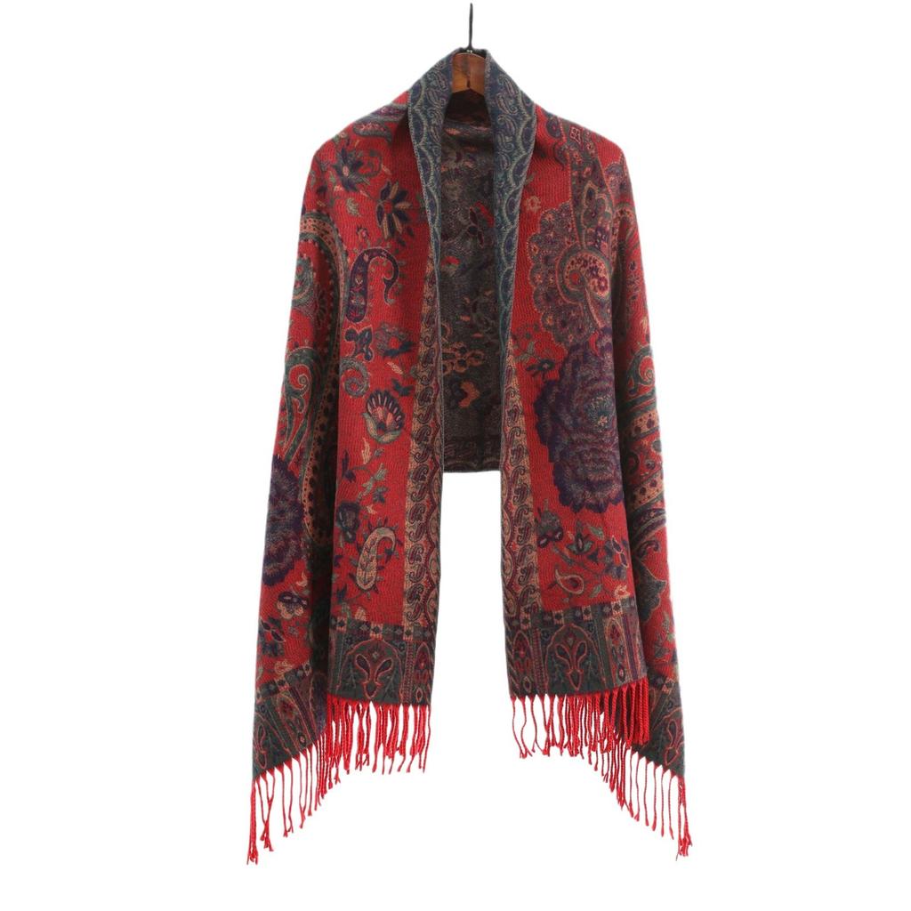 Shawl, Ethnic Style, Yunnan Travel Outfit, Summer Bohemian Faux Cashmere Scarf, Literary Cashmere Cape