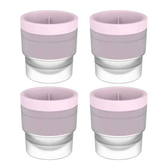 4Pcs Ice Hockey Mold with Lids Easy Release Sphere Ice Cube Maker Stackable Non-stick Puck Mold for Whiskey Cocktails Bourbon