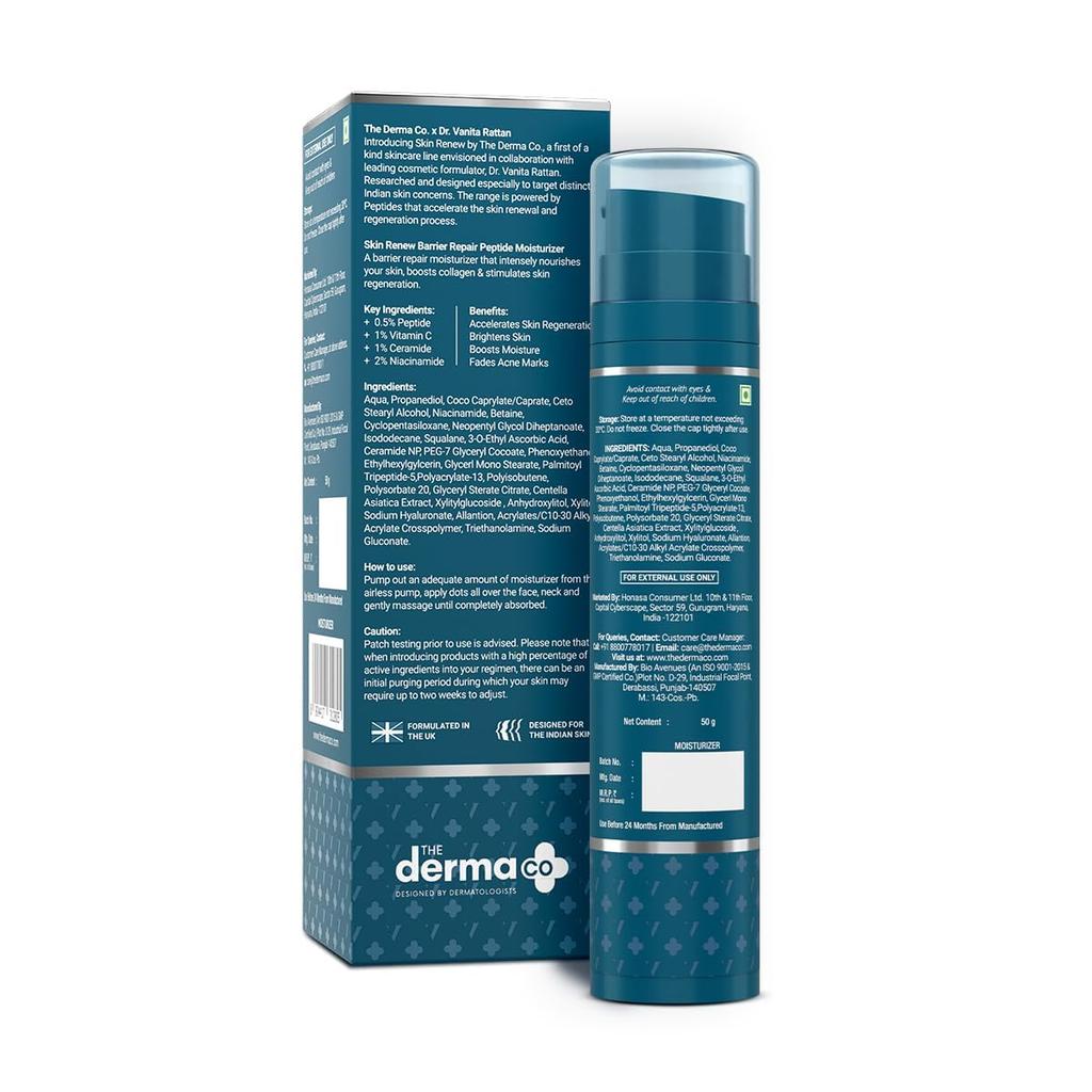 The Derma Co. X Dr.V Barrier Repair Peptide Moisturizer 50ml Deeply Hydrates & Strengthens Skin