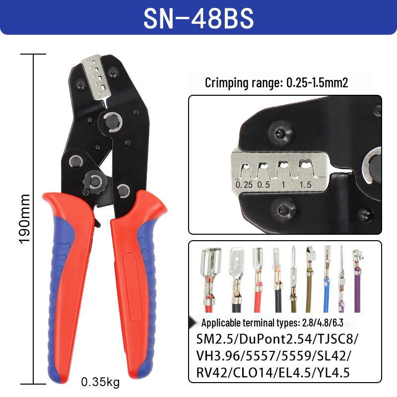 SN-48BS Crimping Tool for Spade Terminals: Cold Crimp Pliers for 2.8/4.8/6.3 Circuit Repair