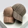 Autumn and Winter Men Women New Versatile Stripe British Baseball Caps Check Fashion Cotton Warm Soft Houndstooth Retro
