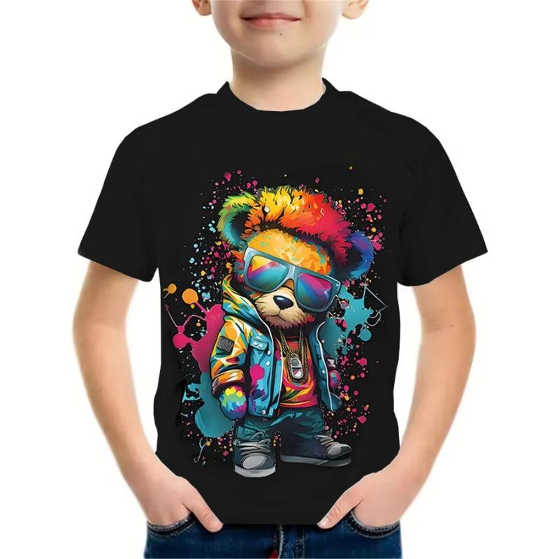 Letní móda Chlapecký trend 3D digitální potisk Tričko Cool Vícebarevné Dětské oblečení pro chlapce 2 až 9 let Dětský top ve stylu anime