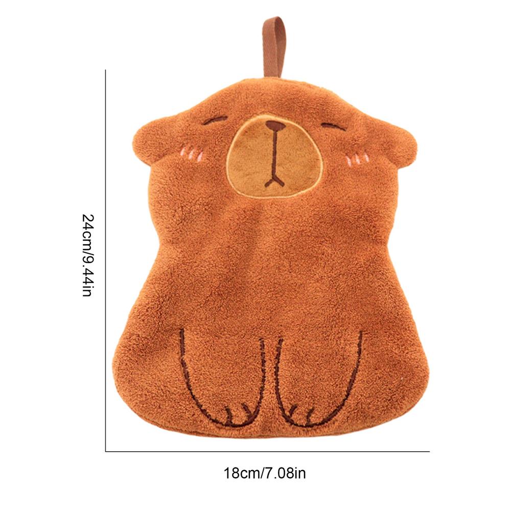 Capybara Hand Towel Coral Velvet Kitchen Hand Towels Absorbent Children Hand Towel Quick Drying Bathroom Hand Towel With Loop