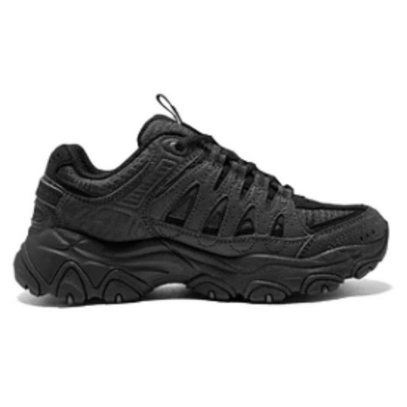 Skechers Outdoor Men Fabric Shock Absorbing Breathable Lightweight Low Top Hiking Running Shoes Black 237608-BKCC