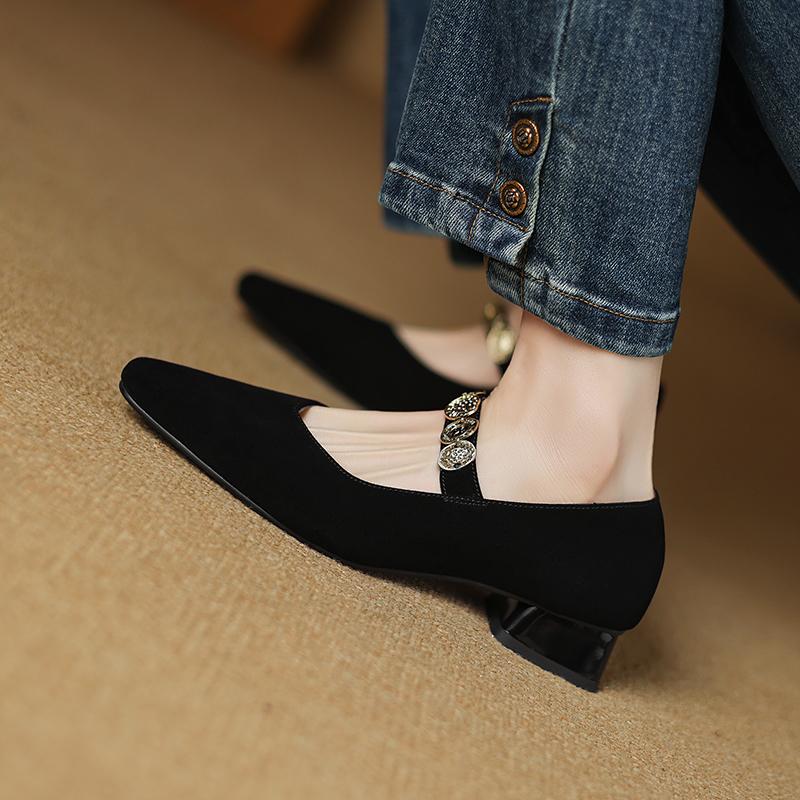 Fashion 2025 New Spring Mary Jane Shoes Genuine Leather Shoes for Women Fashion Leopard Print Square Toe Shallow Women Pumps Low Heels