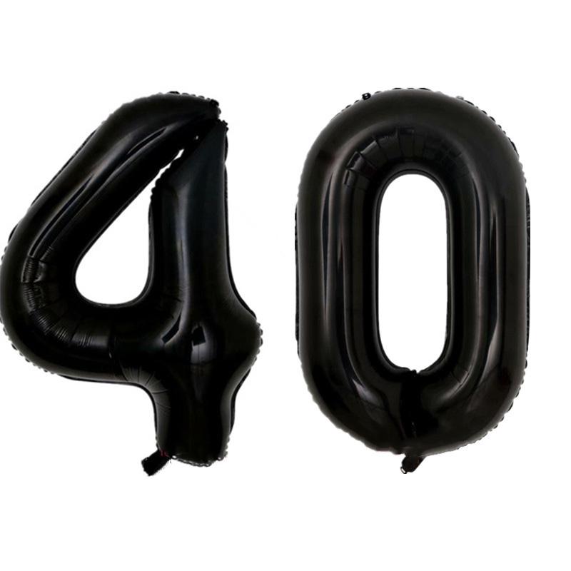 40 Inch Black Figure Foil Number Balloon Anniversary Birthday Party Decoration Adult Bridal Shower Digital Ballon Kids Globo