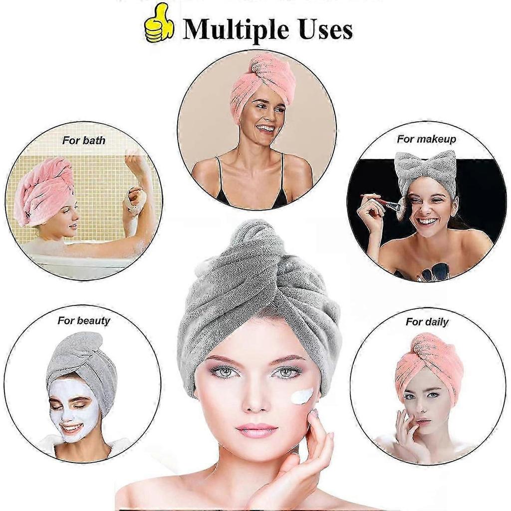 3-Pack Soft Microfiber Hair Towel Turbans with Buttons for Quick Drying, Ideal for Wet, Short, or Curly Hair