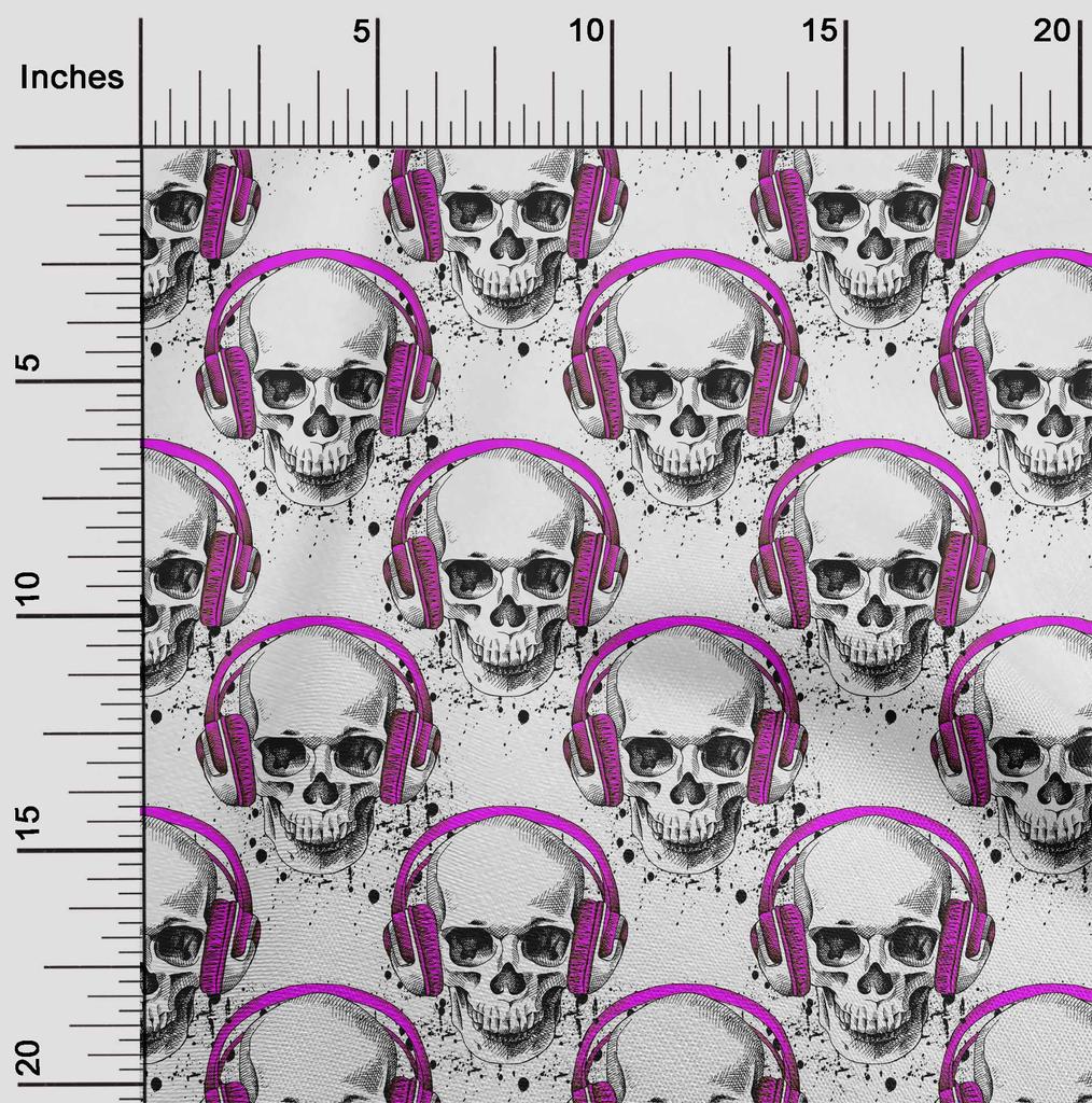 oneOone Cotton Flex Green Fabric Skull Craft Projects Decor Fabric Printed By The Yard 40 Inch