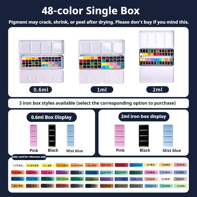 Portable Travel 24/36/48 Color Solid Watercolor Paint Metal Box Palette Schmincke Watercolor Painting Set Art Drawing Supplies
