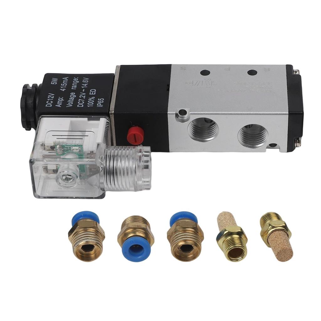 Průměr konektoru 1/4 palce DC 12V Ventil Pneumatický ventil Elektromagnetický ventil
