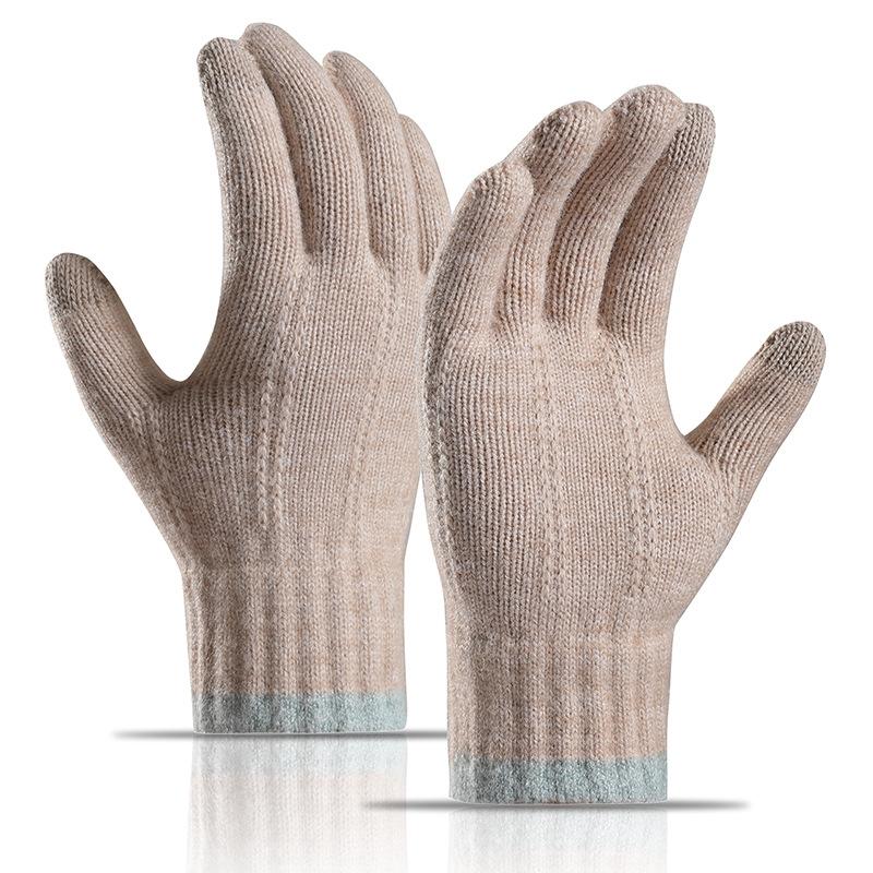 Gants Chauds pour Femmes Hiver Coréen Couple Tricot Laine Épais Écran Tactile Anti Froid Cyclisme Gants Doigts Entiers