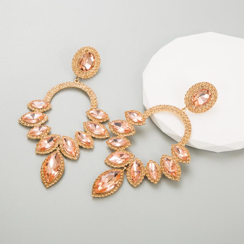 Damskie Przesadne Luksusowe Kolczyki Wiszące Super Duże Super Błyszczące Kolorowe Kryształowe Temperament Wysokiej Jakości Kolczyki