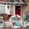 88 Inch Round Merry Christmas Metal Wall Art, Indoor Outdoor Holiday Decor with Hooks