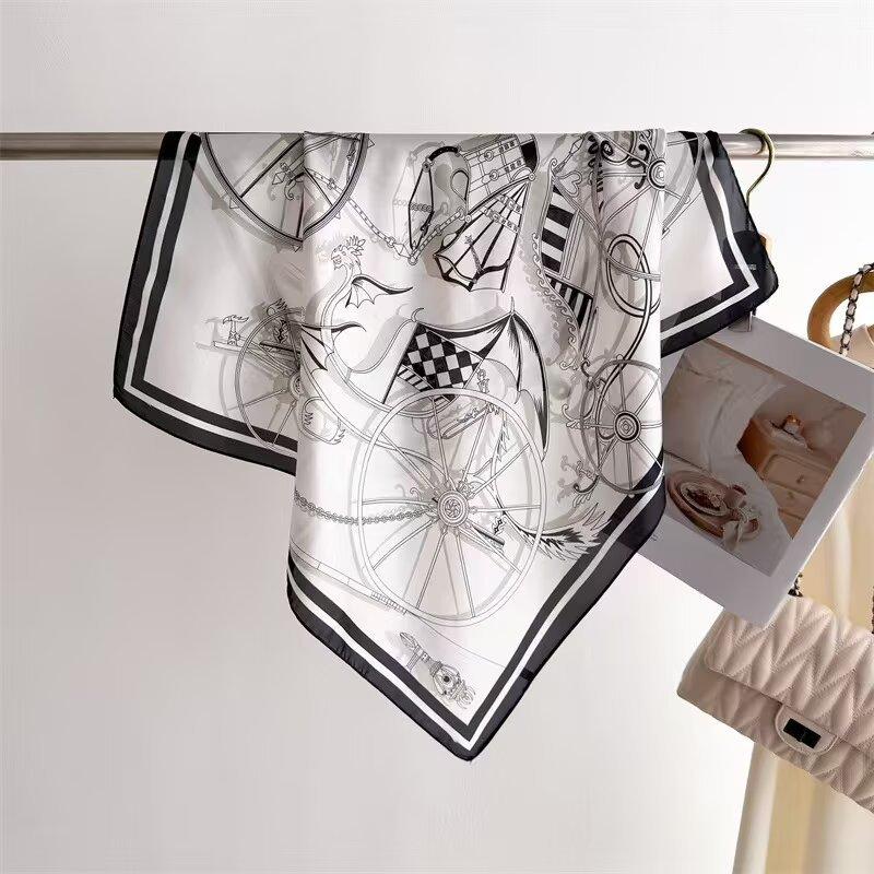 70Cm Cashew Print Scarf Universal Imitation Silk High-End Square Scarf Clothing Accessories Kerchief Shawl Protection Headscar