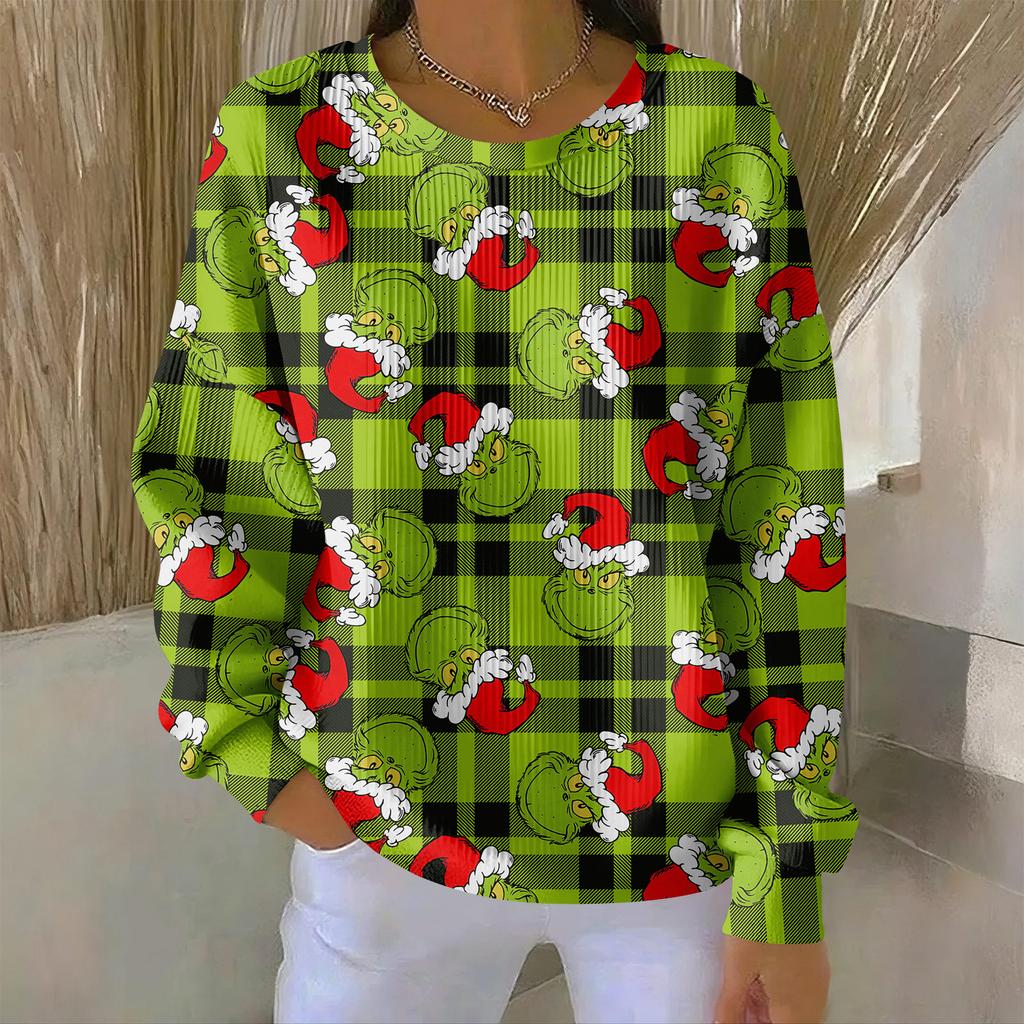 Women's Loose Comfortable Casual And Fashionable Round Neck Pattern Long Sleeved Sweatshirt