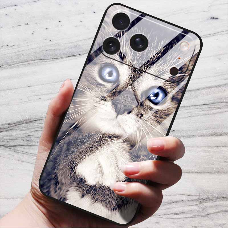 Cartoon Patterns Case For iPhone 17 Pro Plus Capa 17 Pro Max Bumper Luxury Tempered Glass Hard Back Cover iPhone17 Air Funda