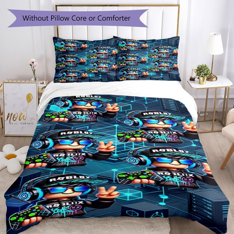 Roblox Bedding Set Breathable Duvet Cover with Pillowcases Decorative Bed Linen for Bedroom Home Decoration Birthday Gift