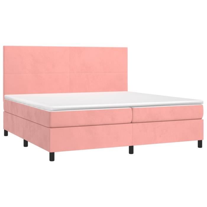 3142928 vidaXL Divan Bed with Mattress Pink 200x200 Cm Velvet