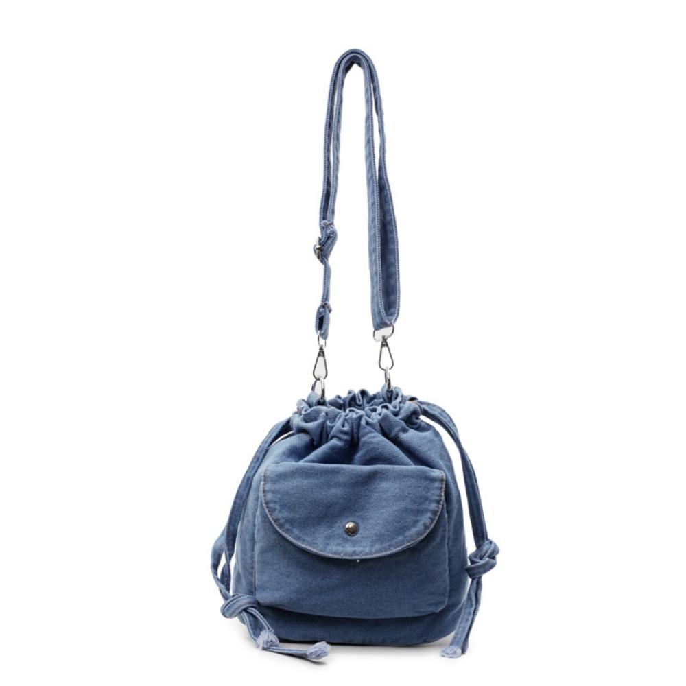

Гаманець Ретро Джинсова Сумка на Плече Сумка Кросбоді Сумка для Мобільного Телефону Сумка-Відро на Шнурку Офісний Працівник синій