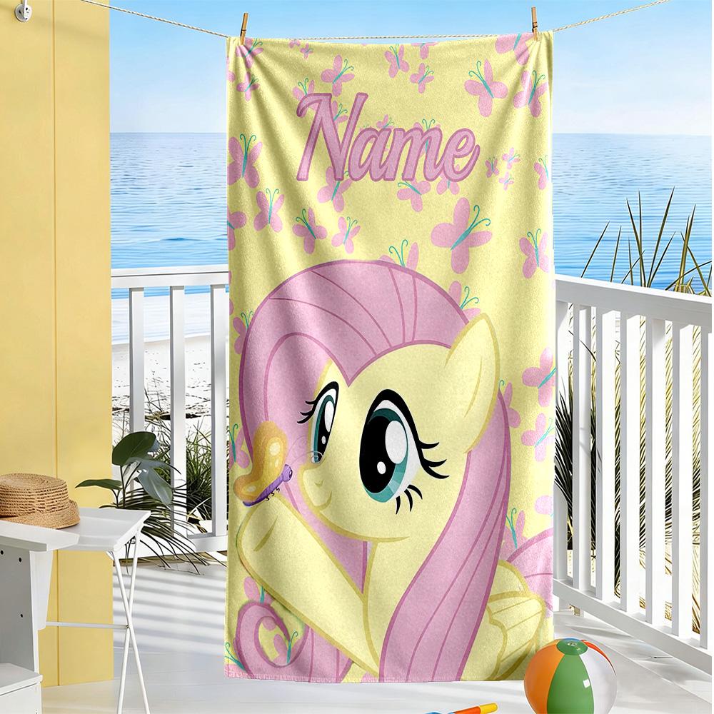 Little Pony Personalized Text Beach Towel Super Soft Microfiber Quickdry Fabric
