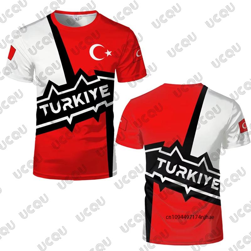 2026 New Turkish Flag Print Soccer Jersey For Men T-Shirt Summer Quick-Drying Sports Short Sleeve Tees Casual Kids/Adult Tops