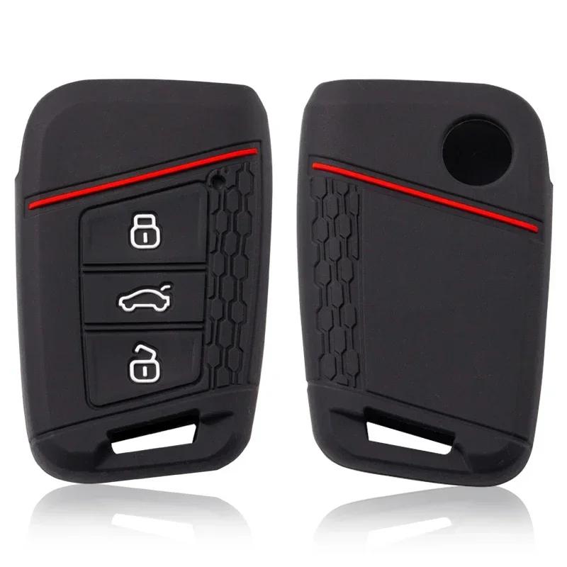 Car Key Case Full Cover Shell For VW Volkseagen Golf 8 MK8 ID.3 ID.4 Cupra Skoda Octavia SEAT Leon MK4 2020-2024 AUTO Key Chain