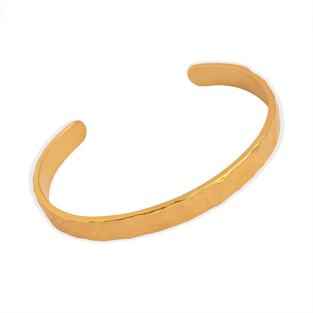 European Fashion Gold-Plated Titanium Open Cuff Bracelet Douyin Celebrity Style