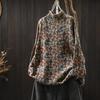 Women's High Neck Floral Print Sweater, Plus Size, Relaxed Fit, Stylish Autumn/Winter 2025 Collection.