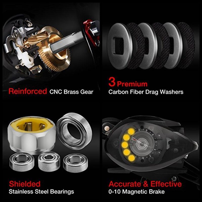 Fishing Reel 12LB Baitcasting Reel Carbon Fiber Drag 7.0:1 Baitcasters Saltwater or Freshwater Tools