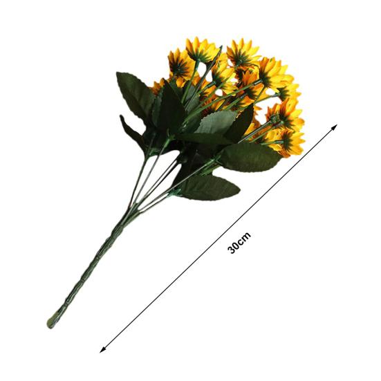1 Bouquet 15 Heads 7 Branches Artificial Faux Silk Sunflower Home Party Decor