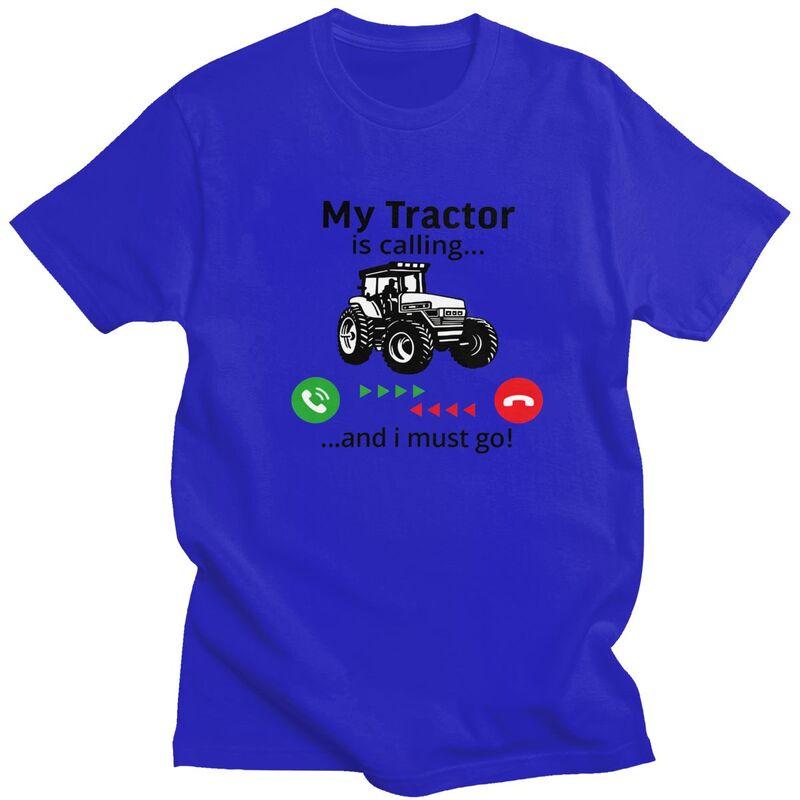 Mein Traktor Ruft T-Shirts Reine Baumwolle Kurzarm Lustiges Landwirt Fahrer T-Shirt Locker Übergröße Sommer Stil Kleidung